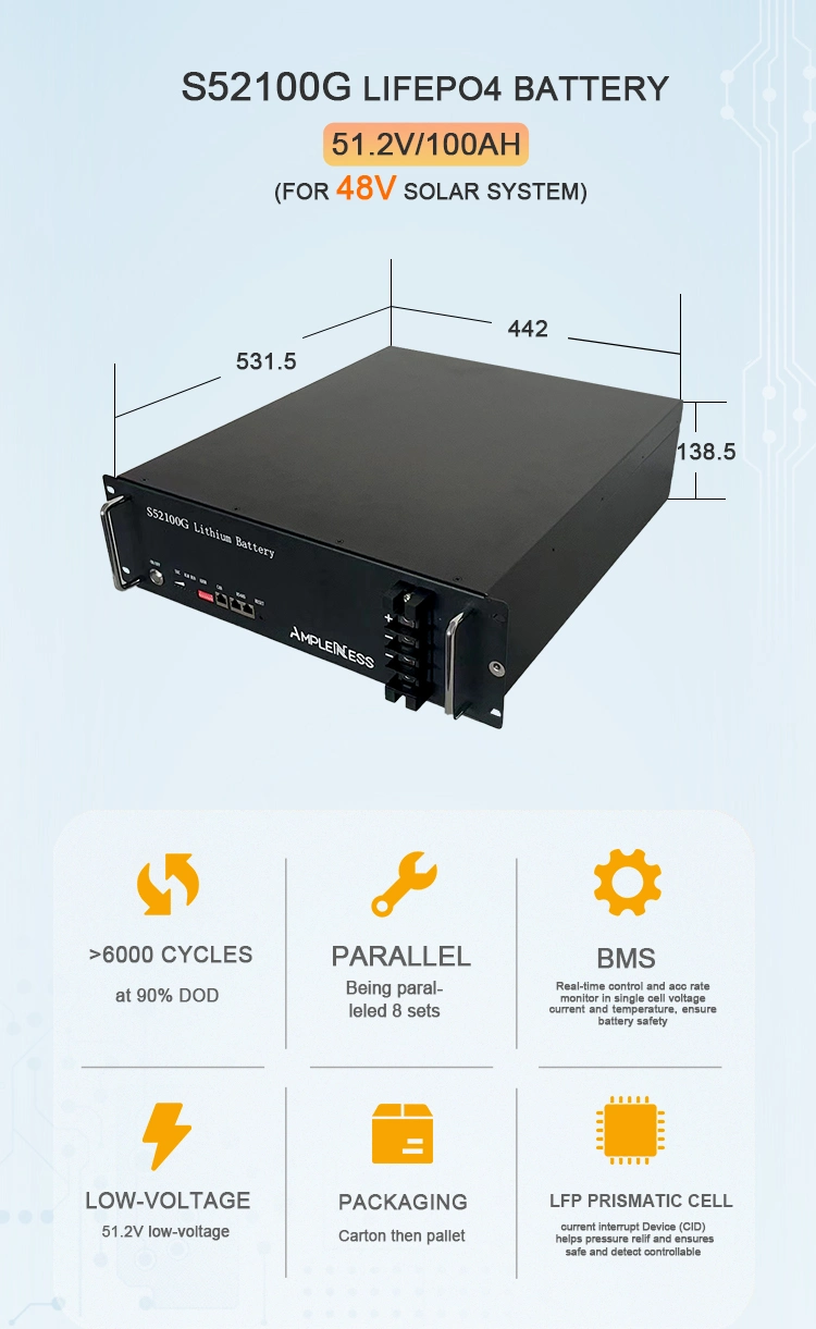 Ampleness S52100g Factory Price OEM 51.2V 100ah Solar Energy Storage 5kwh Residential Ess